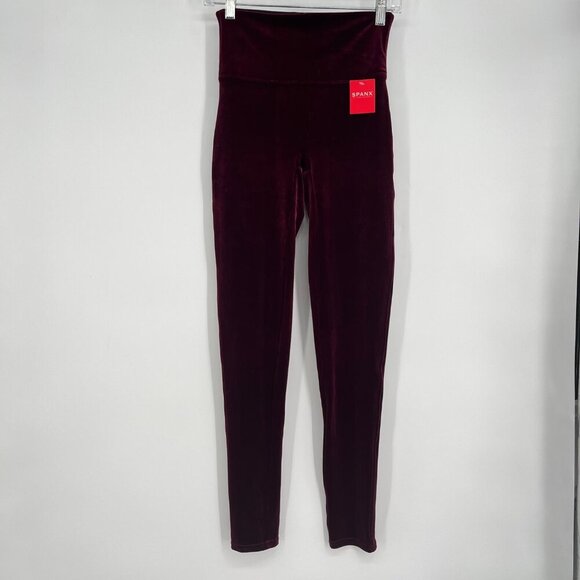Spanx‎ Womens Velour Leggings High Waist Burgundy Size M - Picture 1 of 8